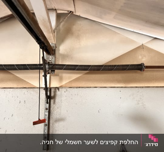 מנגנון פנימי וקפיצים של שער הרמה חשמלי למוסך